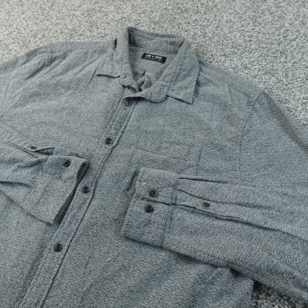 Line Of Trade Shirt Mens XL Gray Textured Flannel Button Up Long Sleeve Outdoor